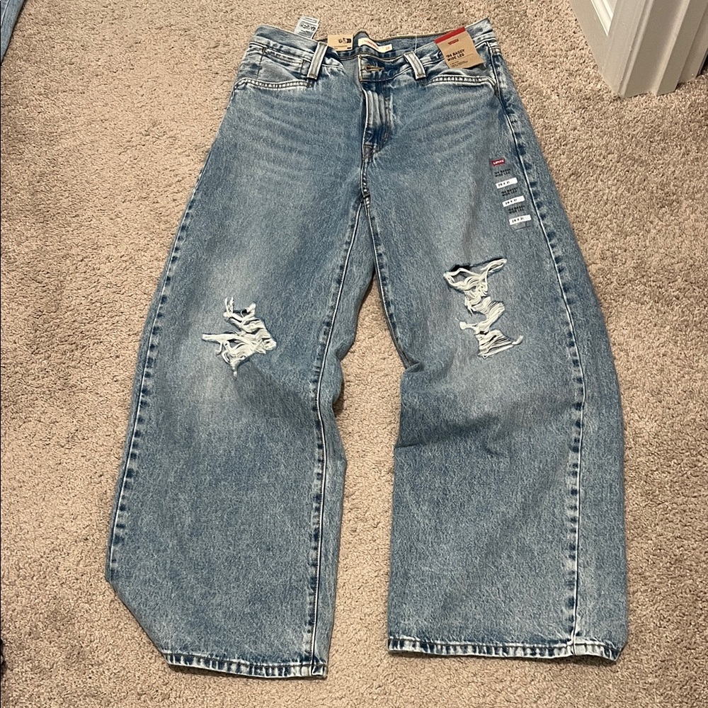 Levi’s Blue Distressed wide leg Jeans